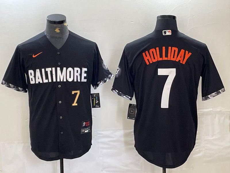 Men Baltimore Orioles #7 Holliday Black City Edition Nike 2024 MLB Jersey style 2->baltimore orioles->MLB Jersey
